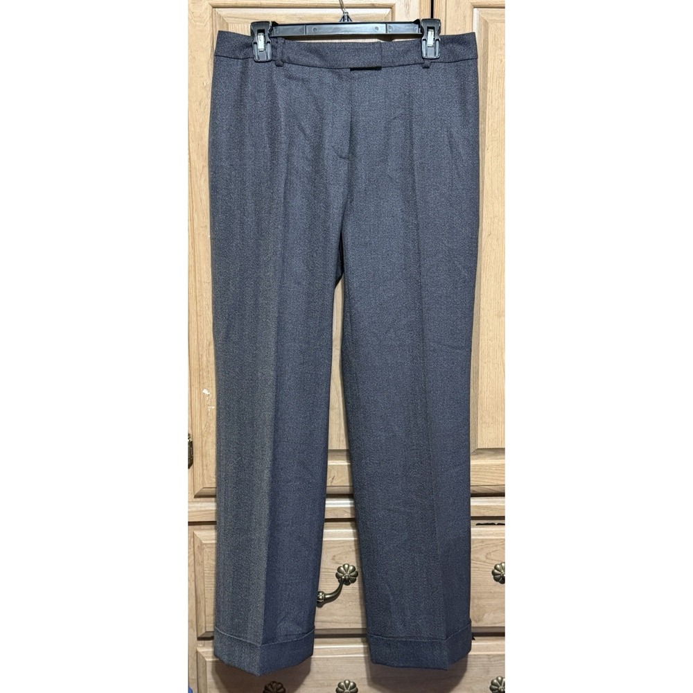 Brooks Brothers 100% Wool Dress Pants Women's Size 12 Gray Catherine Fit Cuff